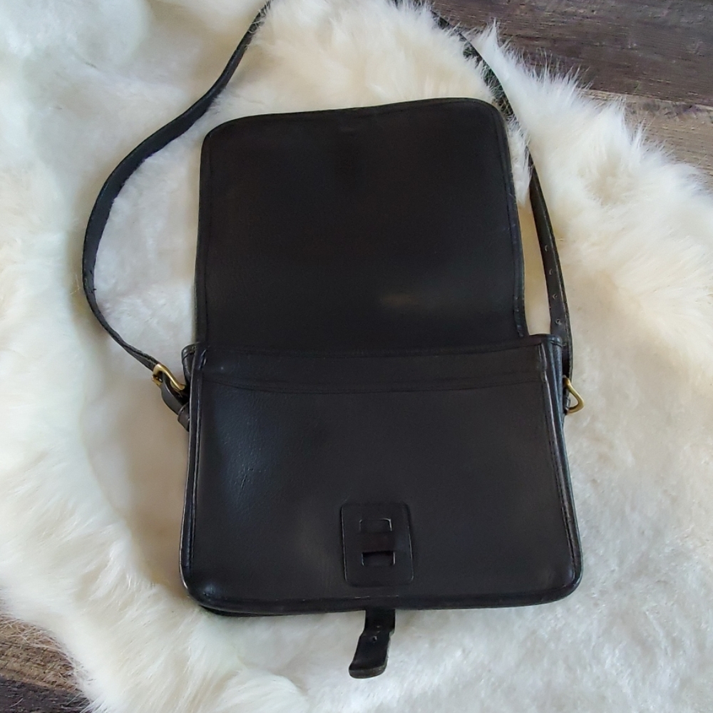 Vintage black leather Coach crossbody bags purse Y2K - Picture 6 of 8